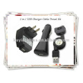 OEM 3 en 1 kit de viaje del cable del cargador del USB para el iPhone (negro)